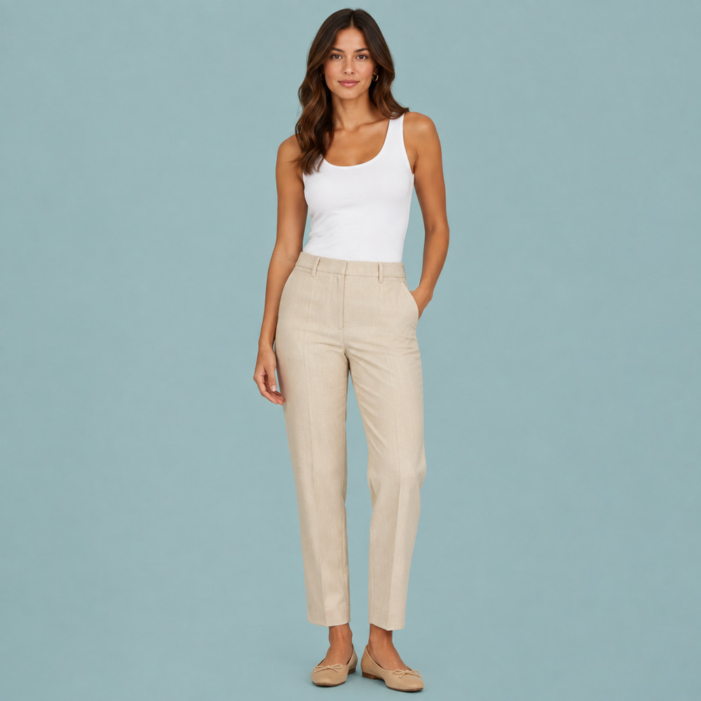 J. Jill Size 12 T Tall Beige Khaki Solid Stretch Elastic Waist Straight Leg Pant